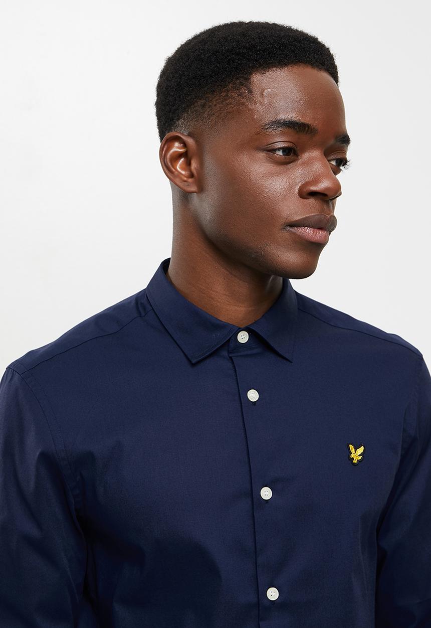 Lyle & Scott - Long sleeve slim fit poplin shirt - navy