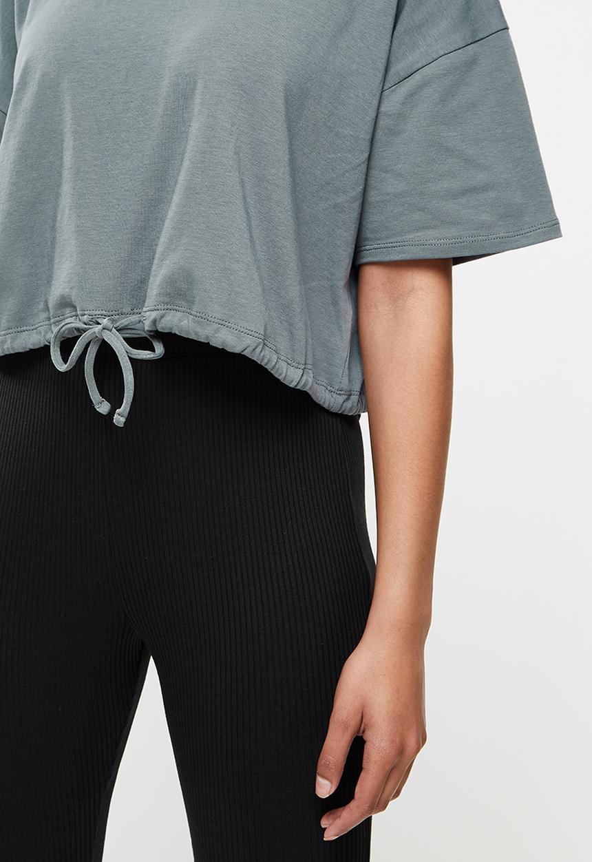 Blake - Boxy drawstring tee - grey