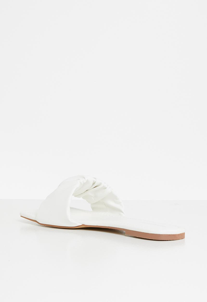 Glamorous - Ruched slide - white