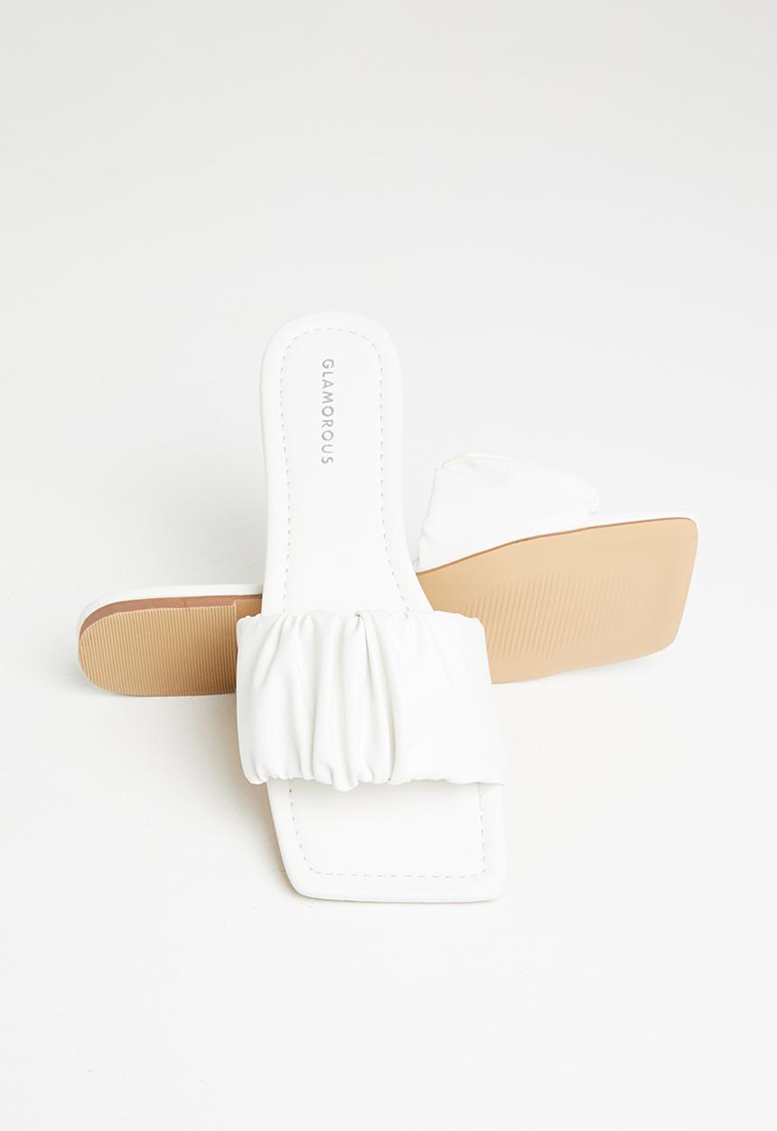 Glamorous - Ruched slide - white