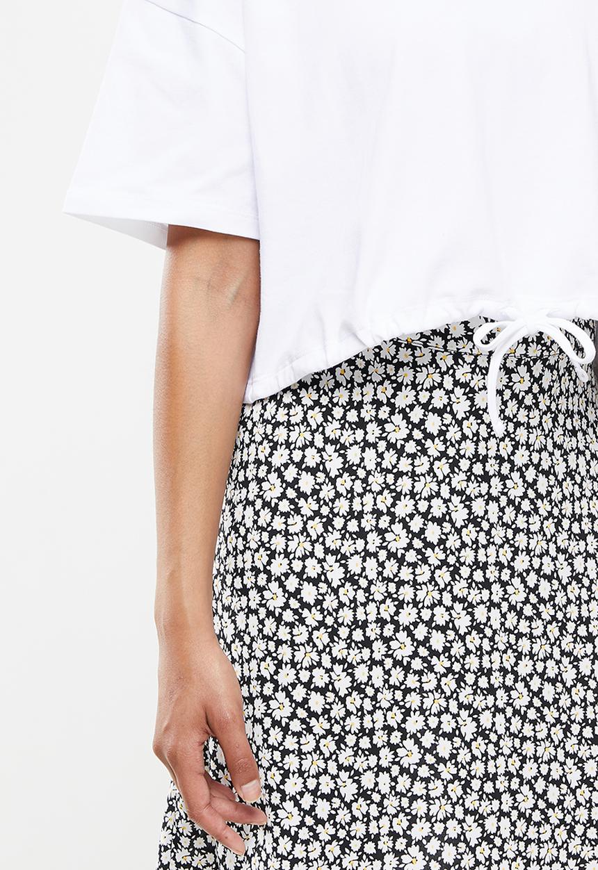 Blake - Boxy drawstring tee - white