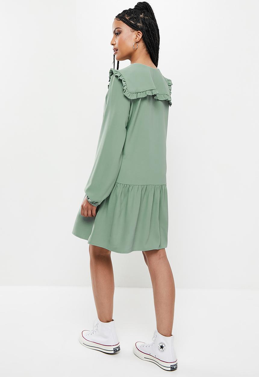 Blake - Peter pan collar mini dress - sage