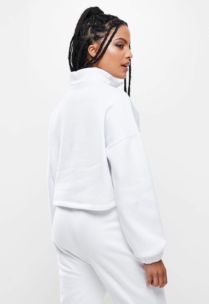 Blake - Quarter zip sweater w print - white