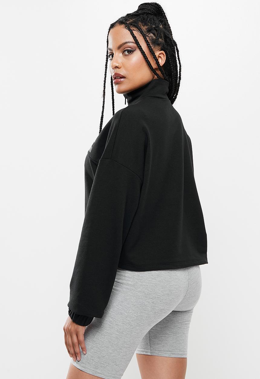 Blake - Quarter zip sweater w print - black