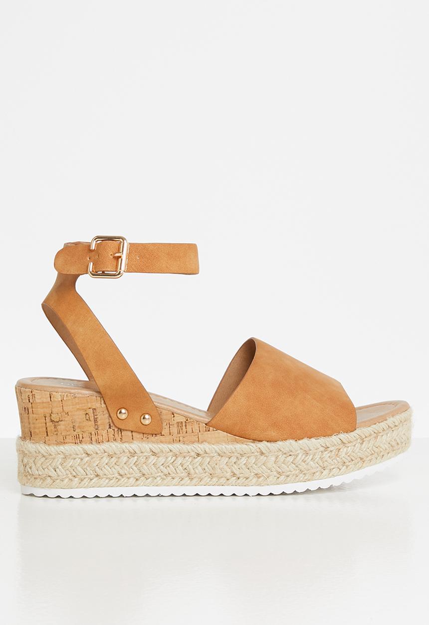 Glamorous - Wide fit flatform espadrille sandal - tan