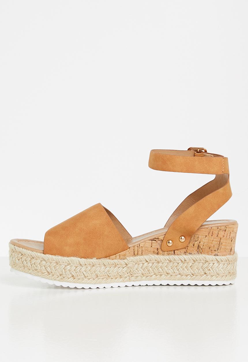 Glamorous - Wide fit flatform espadrille sandal - tan