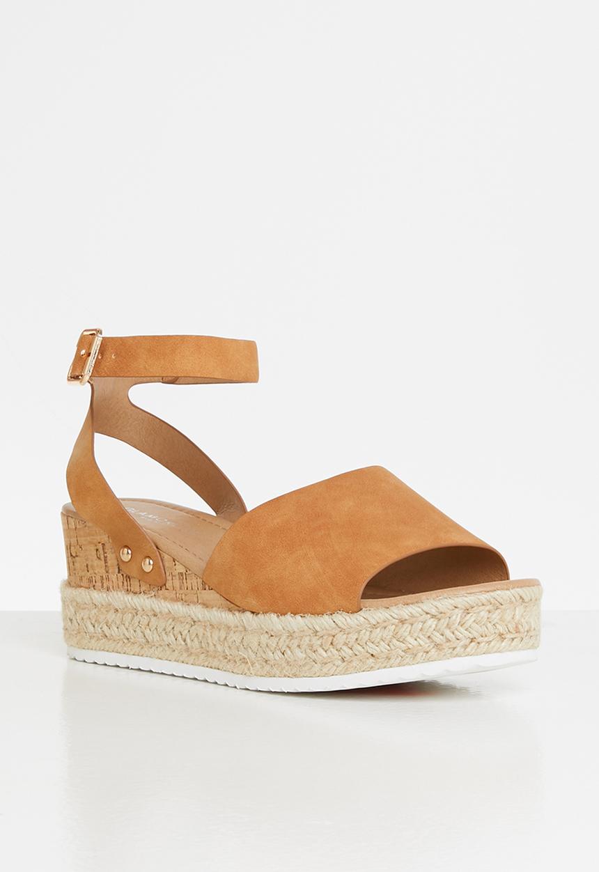 Glamorous - Wide fit flatform espadrille sandal - tan