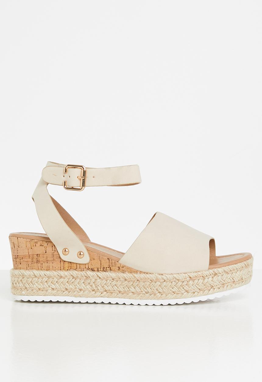 Glamorous - Wide fit flatform espadrille sandal - beige nubuck pu