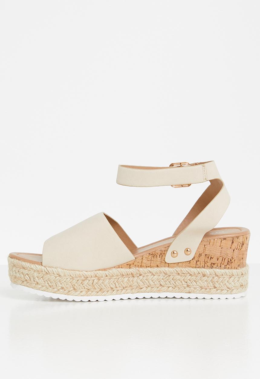 Glamorous - Wide fit flatform espadrille sandal - beige nubuck pu