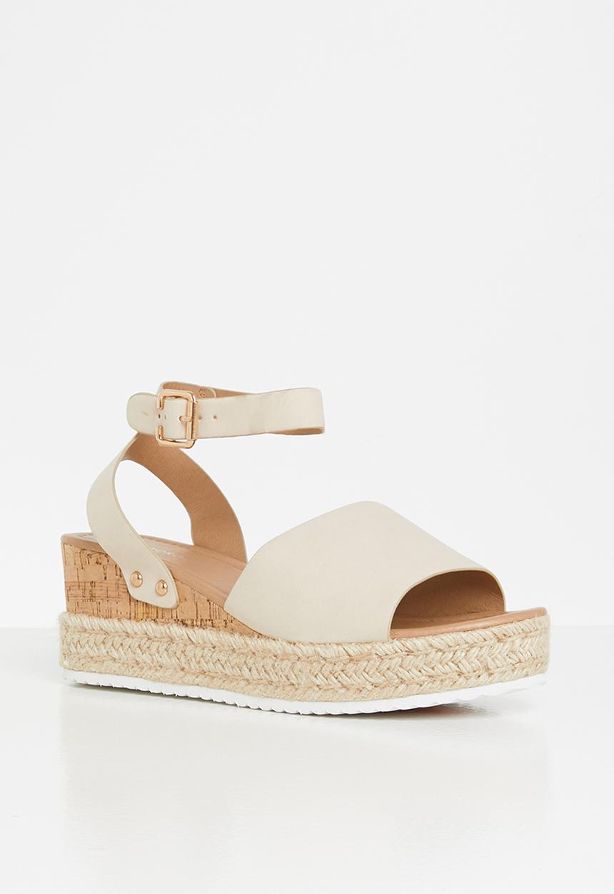 Glamorous - Wide fit flatform espadrille sandal - beige nubuck pu