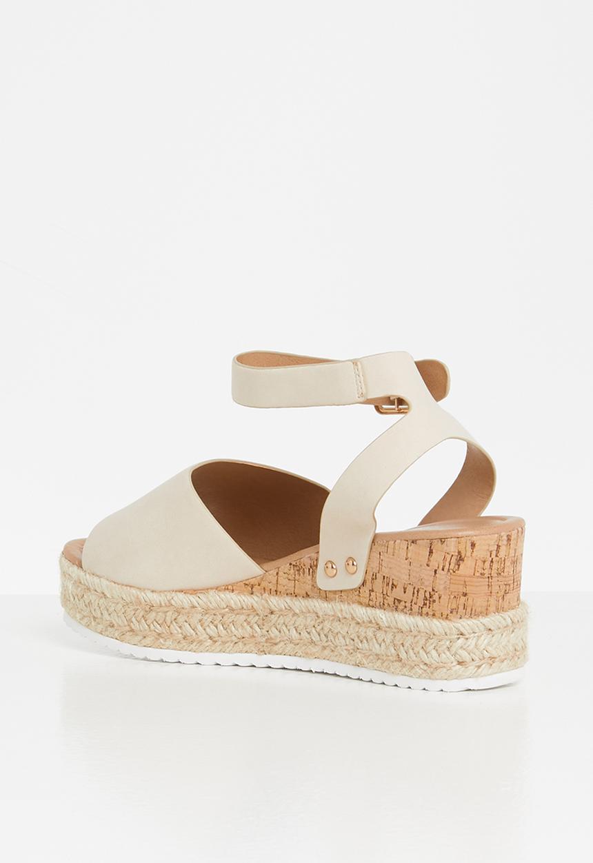Glamorous - Wide fit flatform espadrille sandal - beige nubuck pu