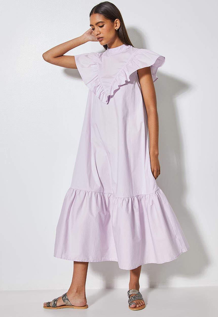 Superbalist - Ruffle funnel neck dress - lavender
