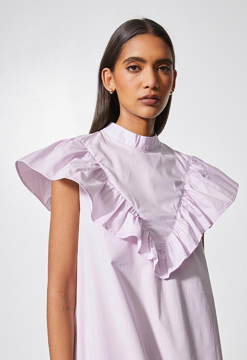 Superbalist - Ruffle funnel neck dress - lavender