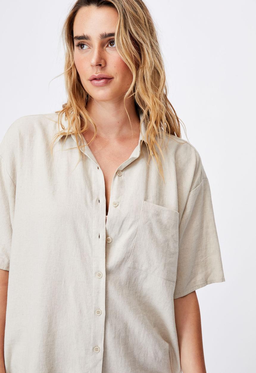 Cotton On - Dad short sleeve shirt - fawn