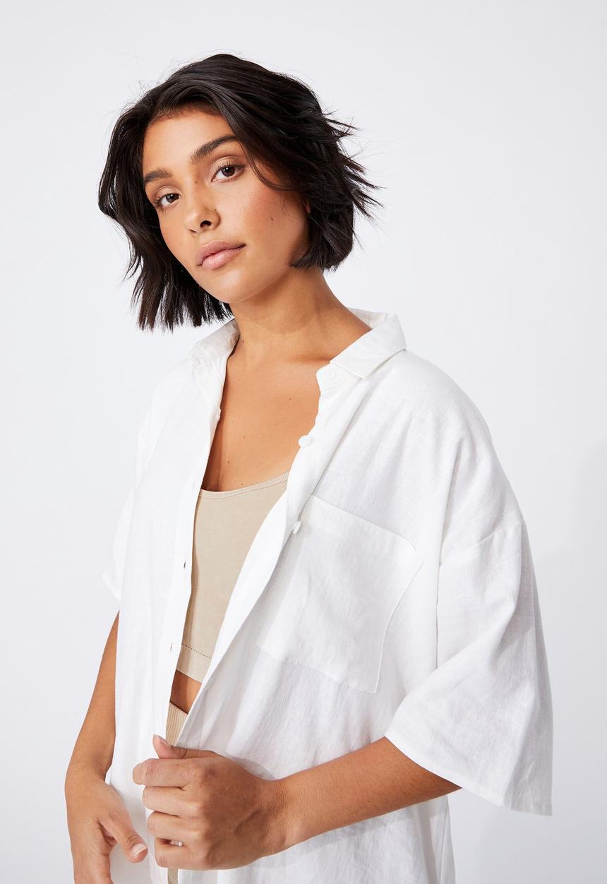 Cotton On - Dad short sleeve shirt - white