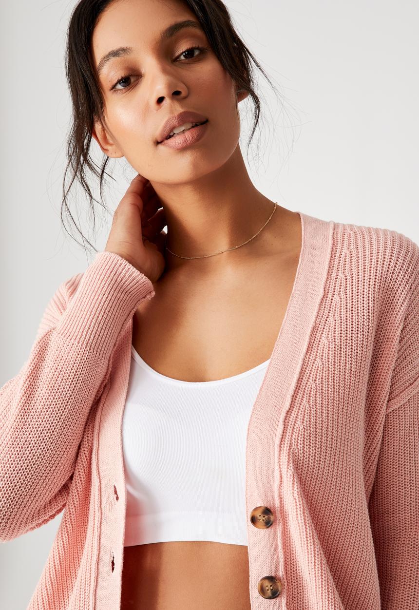 Cotton On - Cotton rib cardigan - dusty pink