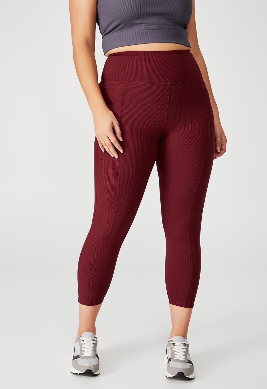 Cotton On - Curve active rib pocket 7/8 tight - burgundy 