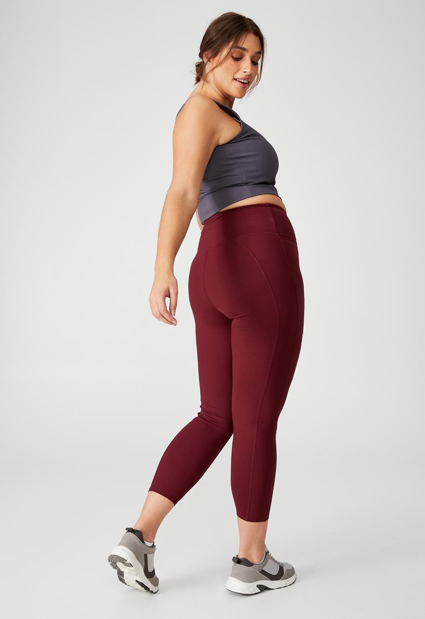Cotton On - Curve active rib pocket 7/8 tight - burgundy 