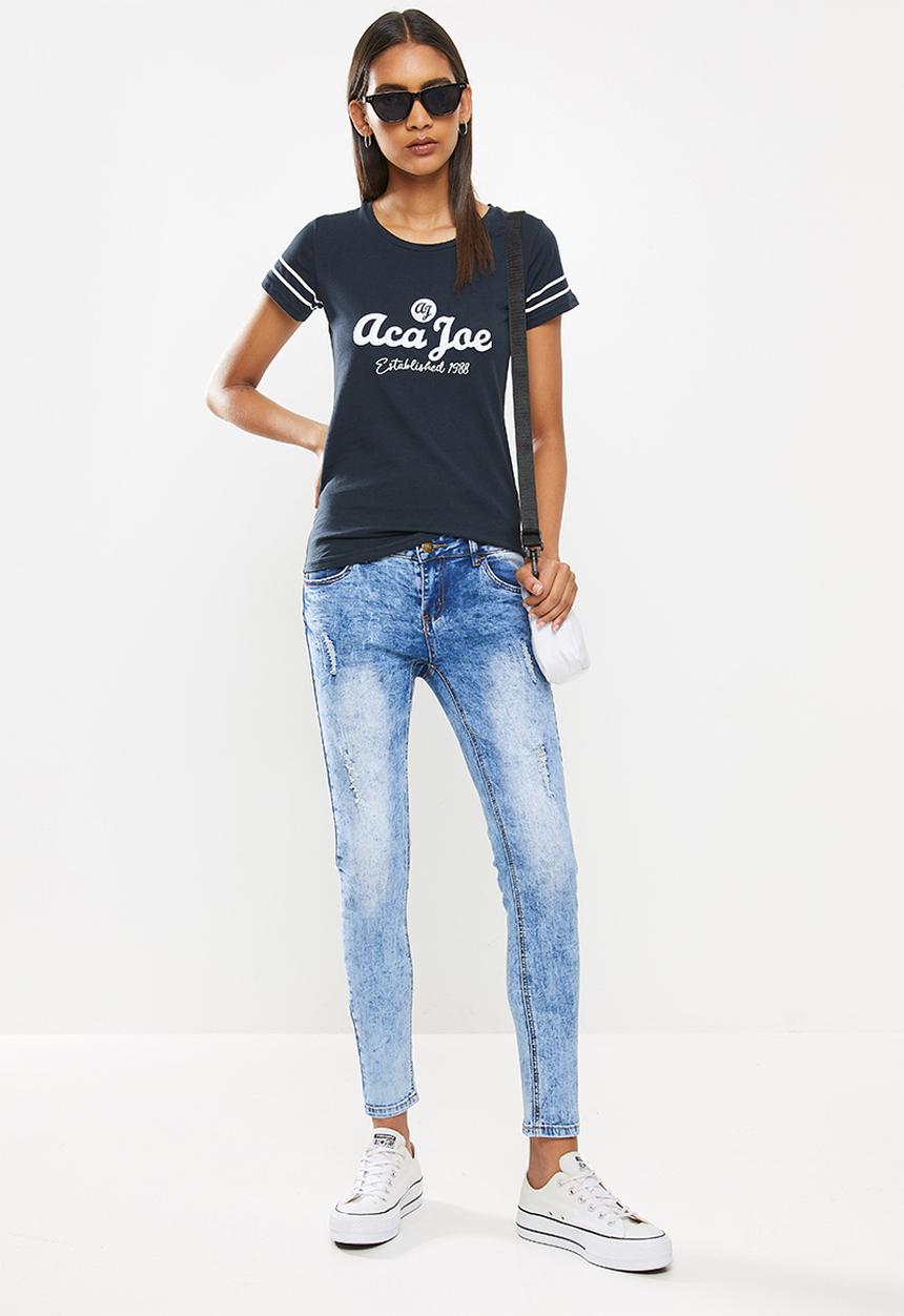 Aca Joe - Basketball short sleeve T-shirt - navy & white