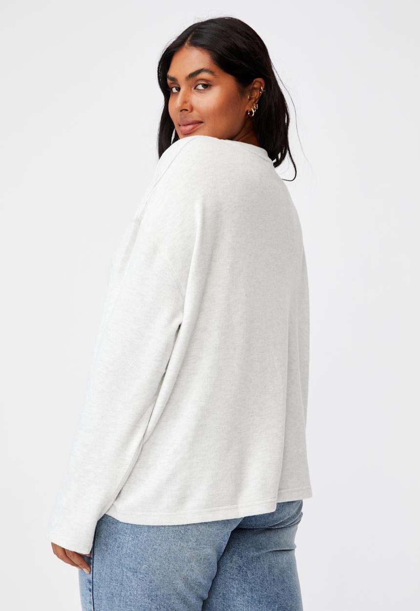 Cotton On - Curve super soft long sleeve crew - soft marle