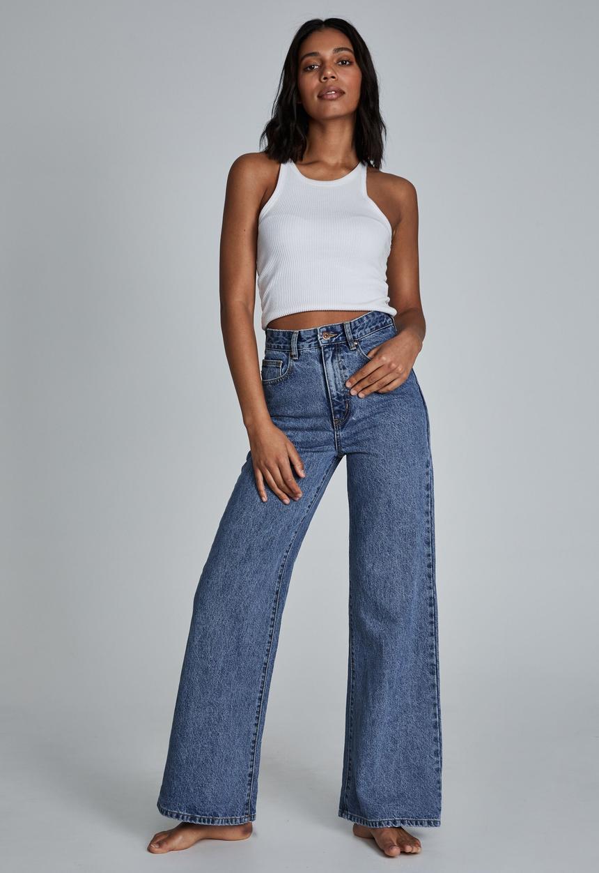 Cotton On - Long wide leg jean - lucky blue
