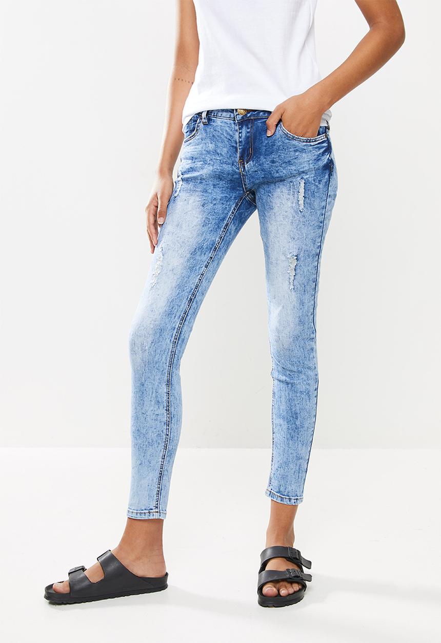 Aca Joe - Ladies aca joe skinny jeans - mottled light blue