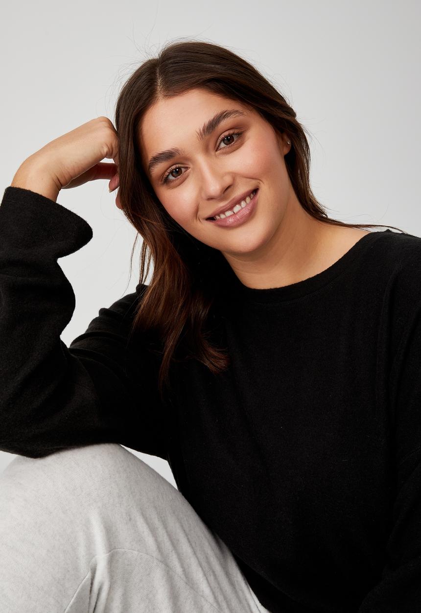 Cotton On - Curve super soft long sleeve crew - black