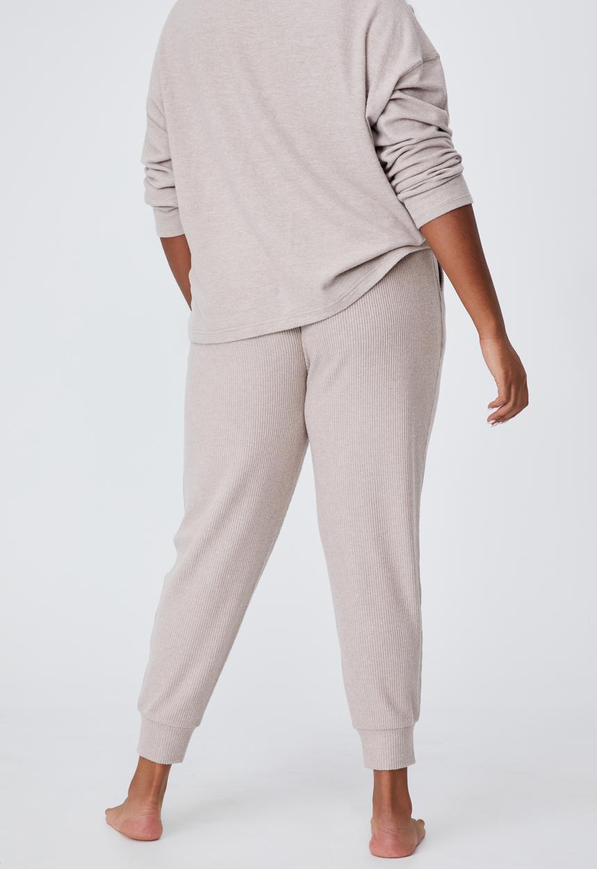 Cotton On - Curve super soft slim fit pant - mushroom marle rib