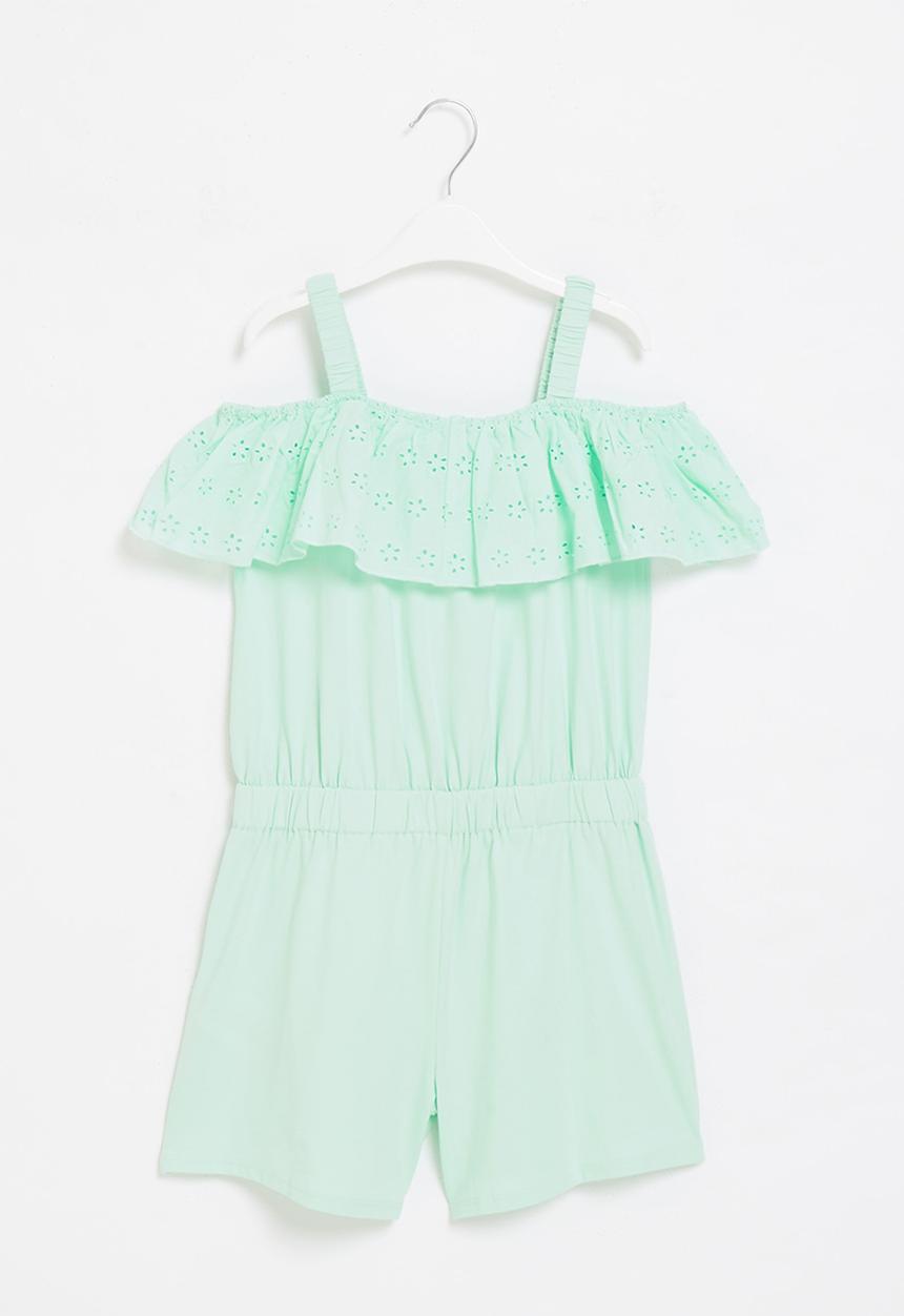 GUESS - Strecth denim broiderie romper - green