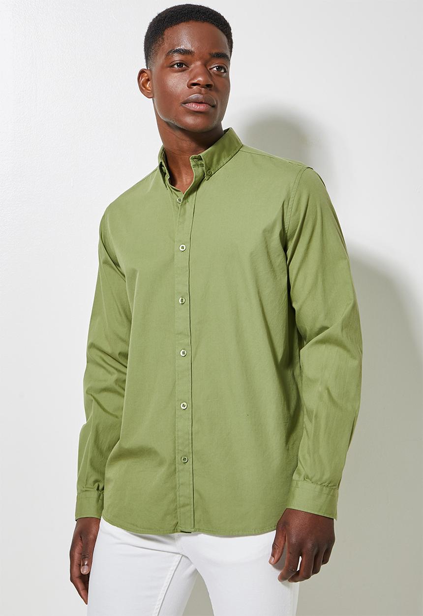 Superbalist - Barber regular fit poplin shirt - green