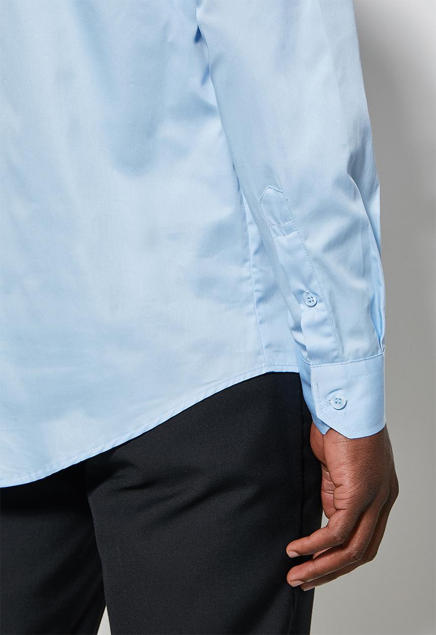 Superbalist - Jos slim fit cotton sateen long sleeve shirt - pale blue