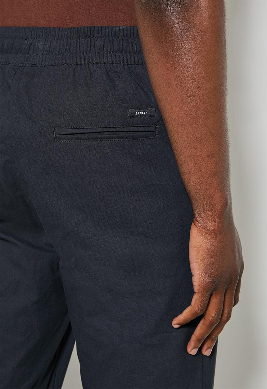 Superbalist - Deco light textured elastic waistband pant - black 