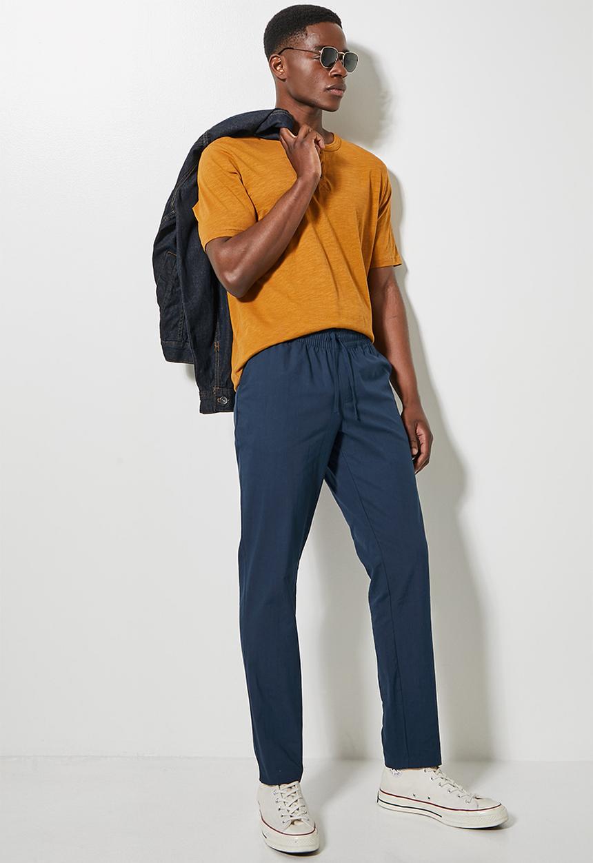 Superbalist - Deco light textured elastic waistband pant - navy 