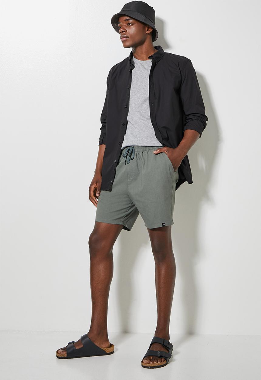 Superbalist - Deco light textured elasticated short - fatigue green 
