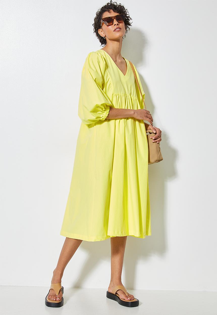 Superbalist - V-neck exaggerated sleeve dress - yellow