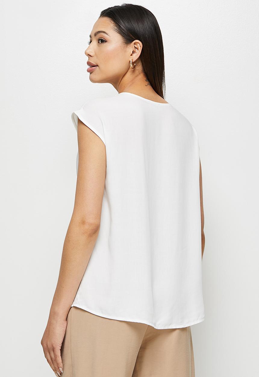 edit - Basic woven boxy shell - white