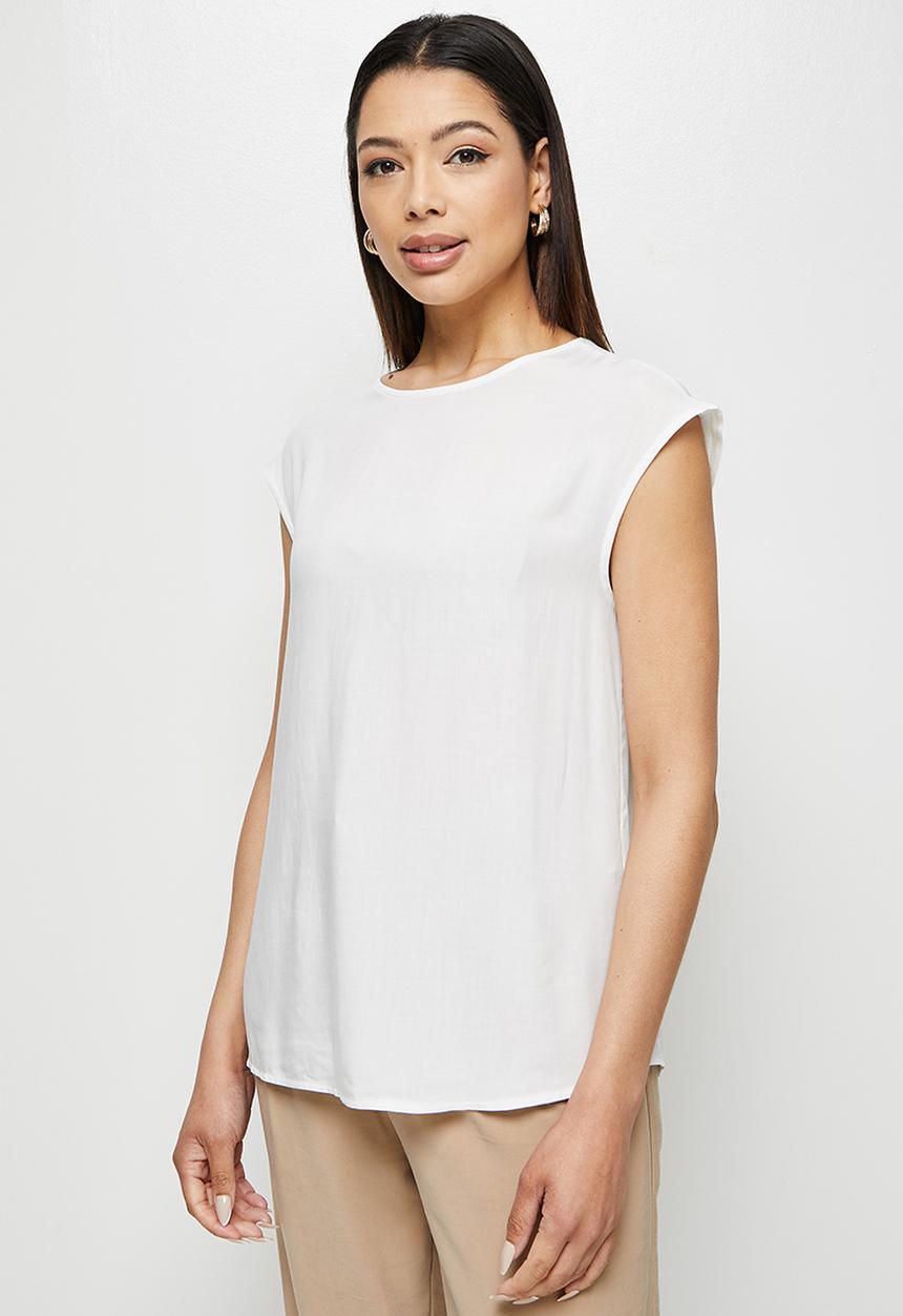 edit - Basic woven boxy shell - white