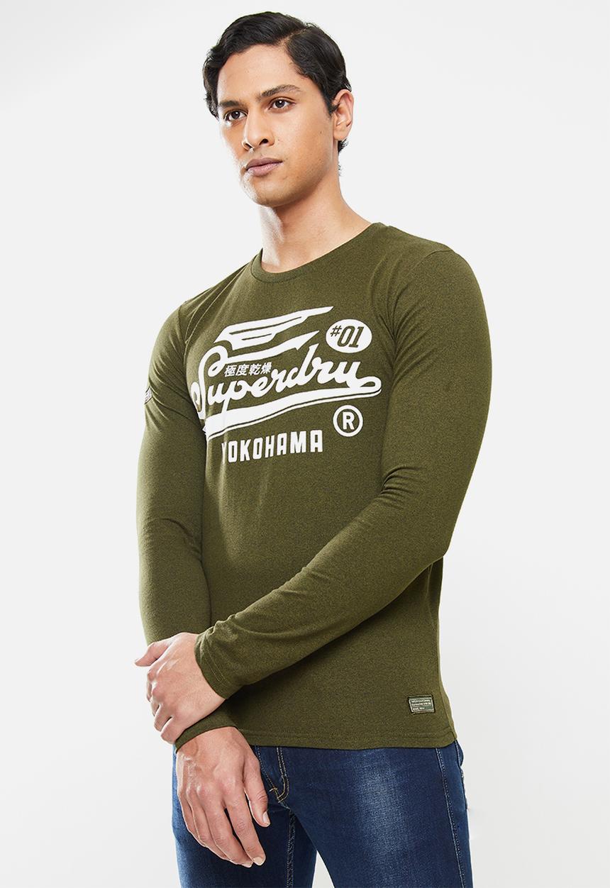 Superdry. - Military long sleeve graphic top - green 