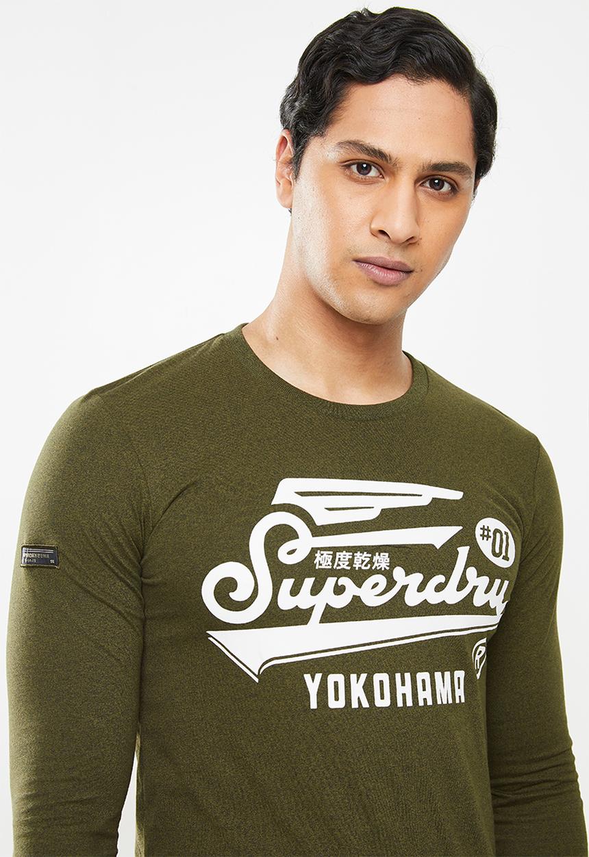 Superdry. - Military long sleeve graphic top - green 