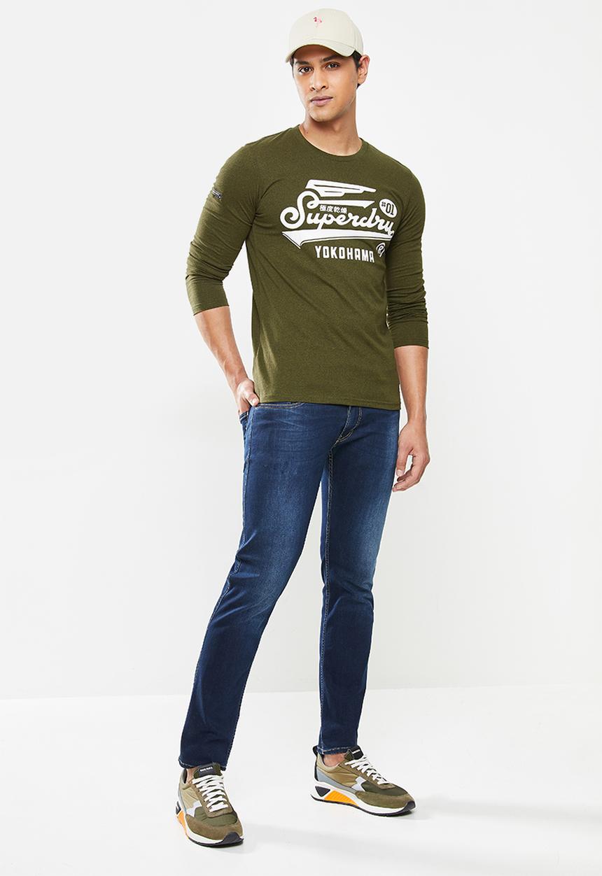 Superdry. - Military long sleeve graphic top - green 