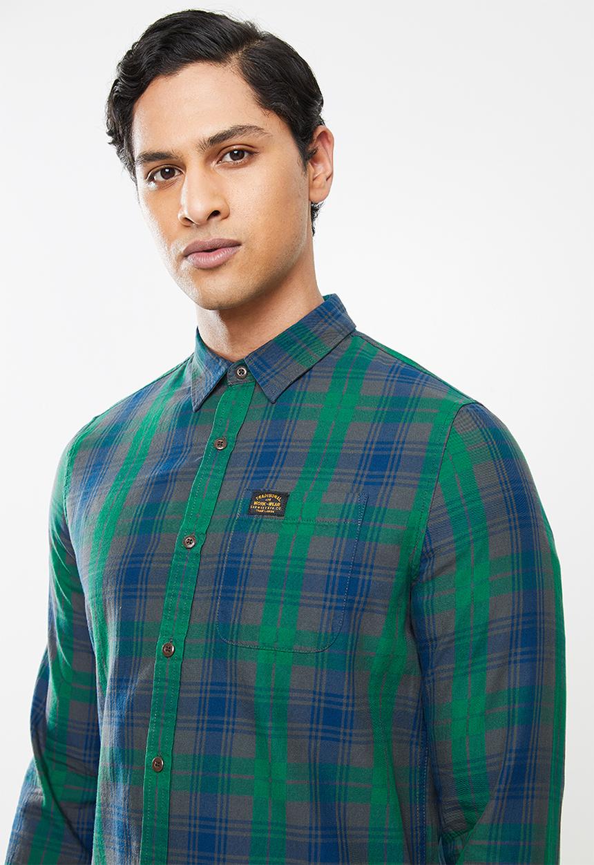 Superdry. - Workwear lite shirt - notch green check