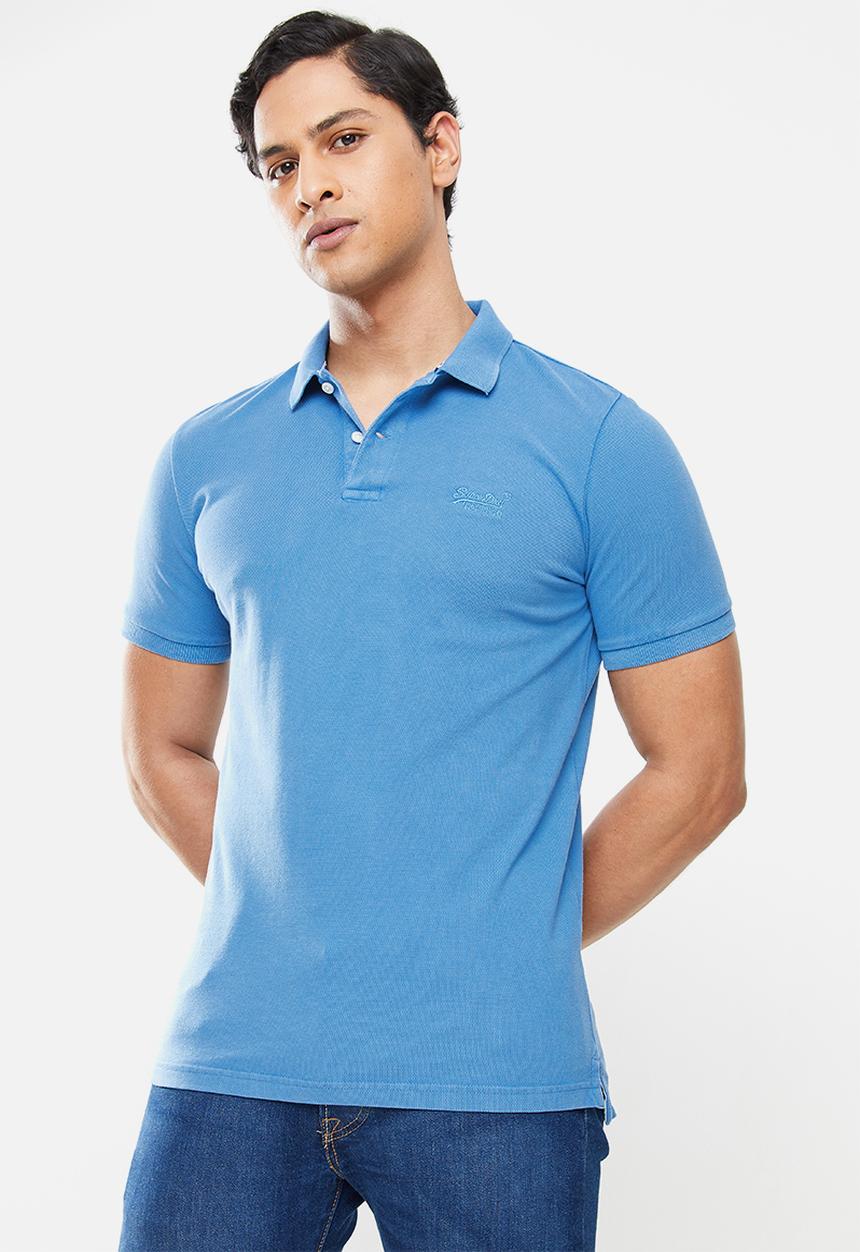 Superdry. - Vintage destroy short sleeve polo - light blue