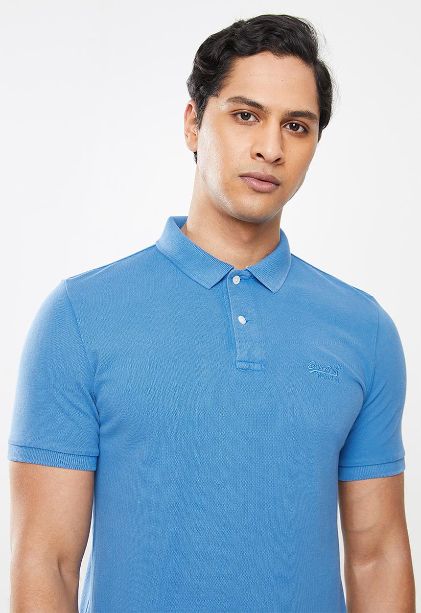 Superdry. - Vintage destroy short sleeve polo - light blue