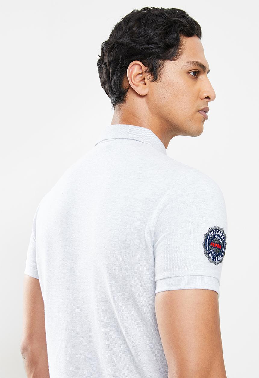 Superdry. - Classic superstate short sleeve polo - light grey