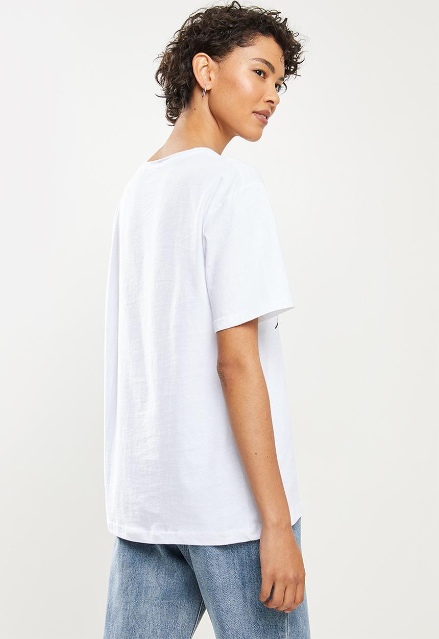 Trendyol - Printed boyfriend knitted t-shirt - white