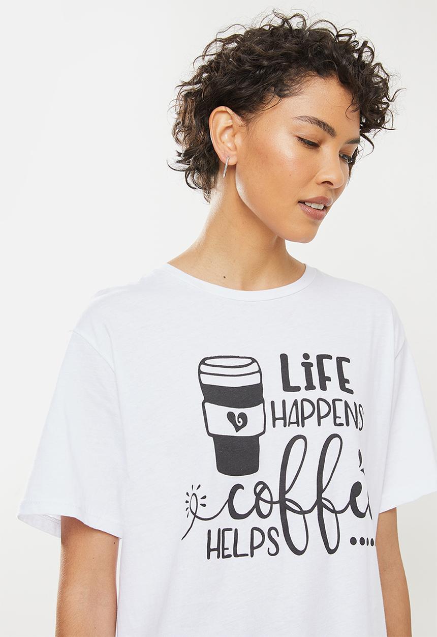 Trendyol - Printed boyfriend knitted t-shirt - white