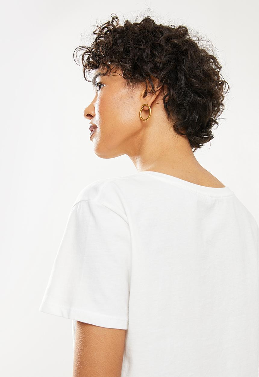 Trendyol - Tie crop knitted blouse - ecru