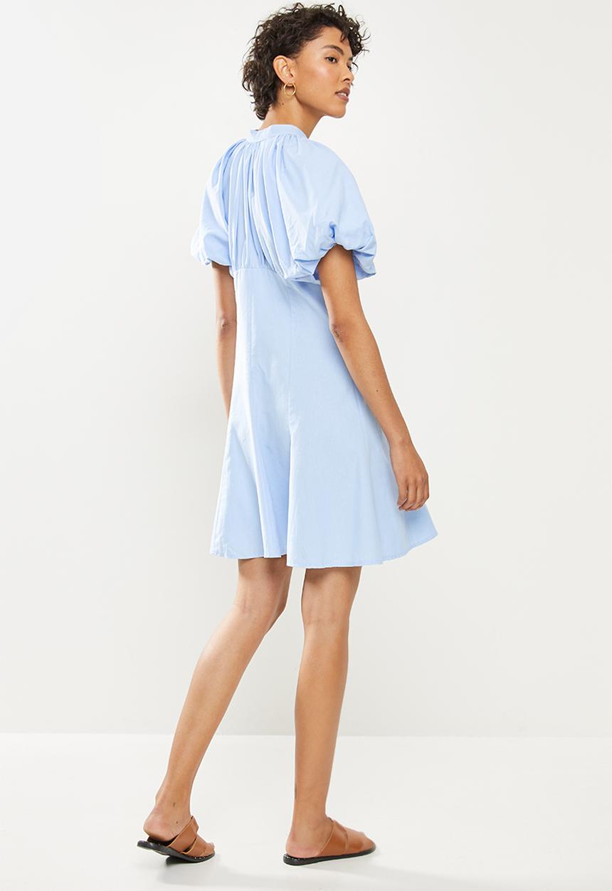 Trendyol - Balloon sleeve buttoned dress - blue