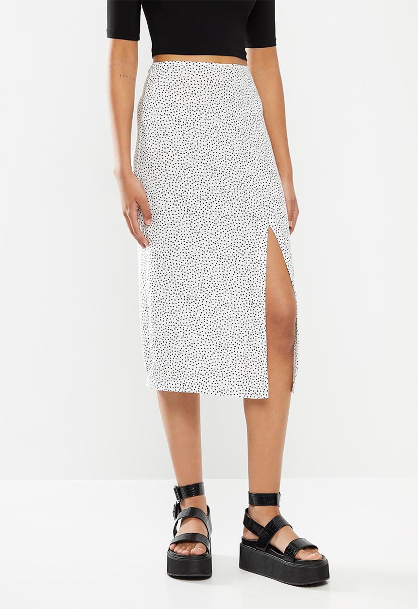 Blake - Printed midi skirt - white & black
