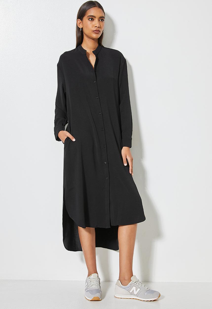 Superbalist - Mandarin collar shirt dress - black